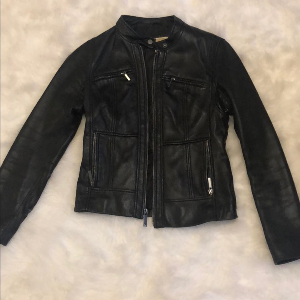 Michael kors moto leather jacket